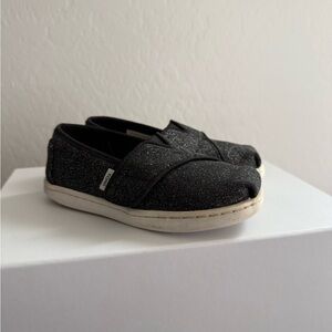EUC - Toddler - Black Glitter Slip-on Toms - Velcro Closure - Size 8